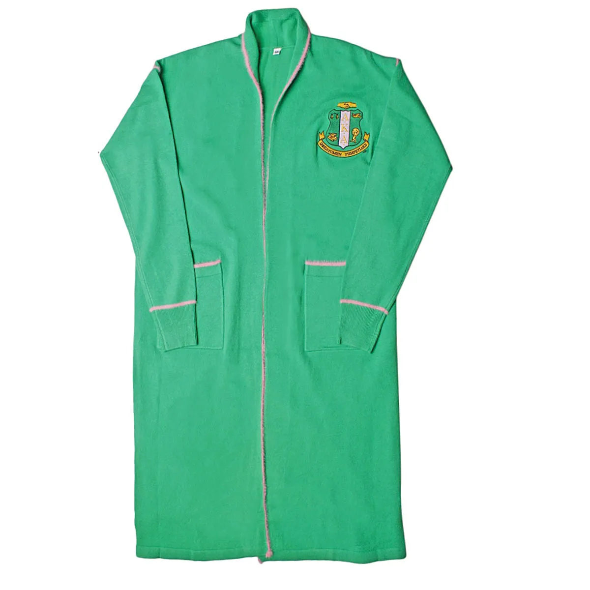 AKA Alpha Kappa Alpha Cardigan Sorority Large Green Long Duster Cardigan