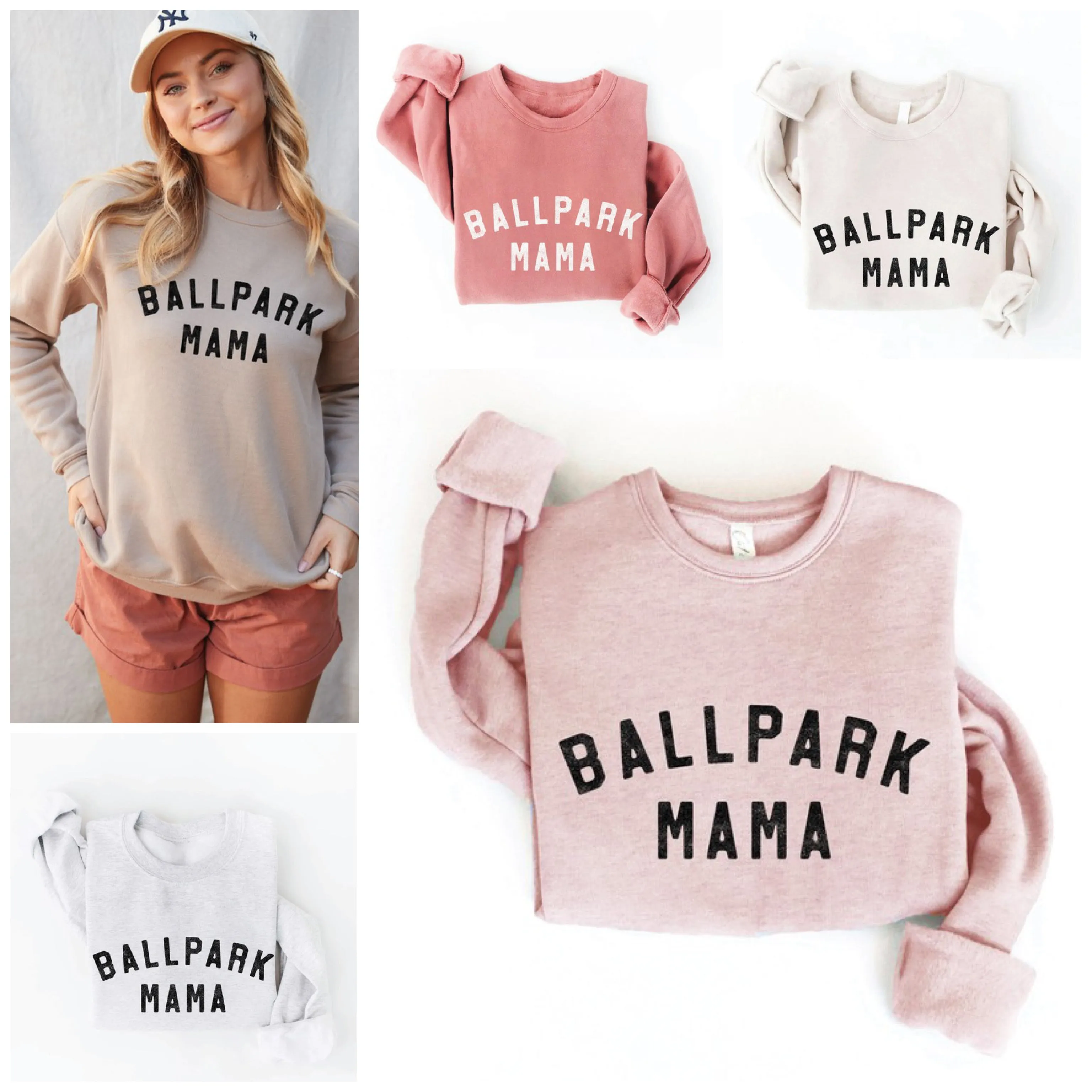 Ballpark Mama Crewneck Pullover Sweatshirt