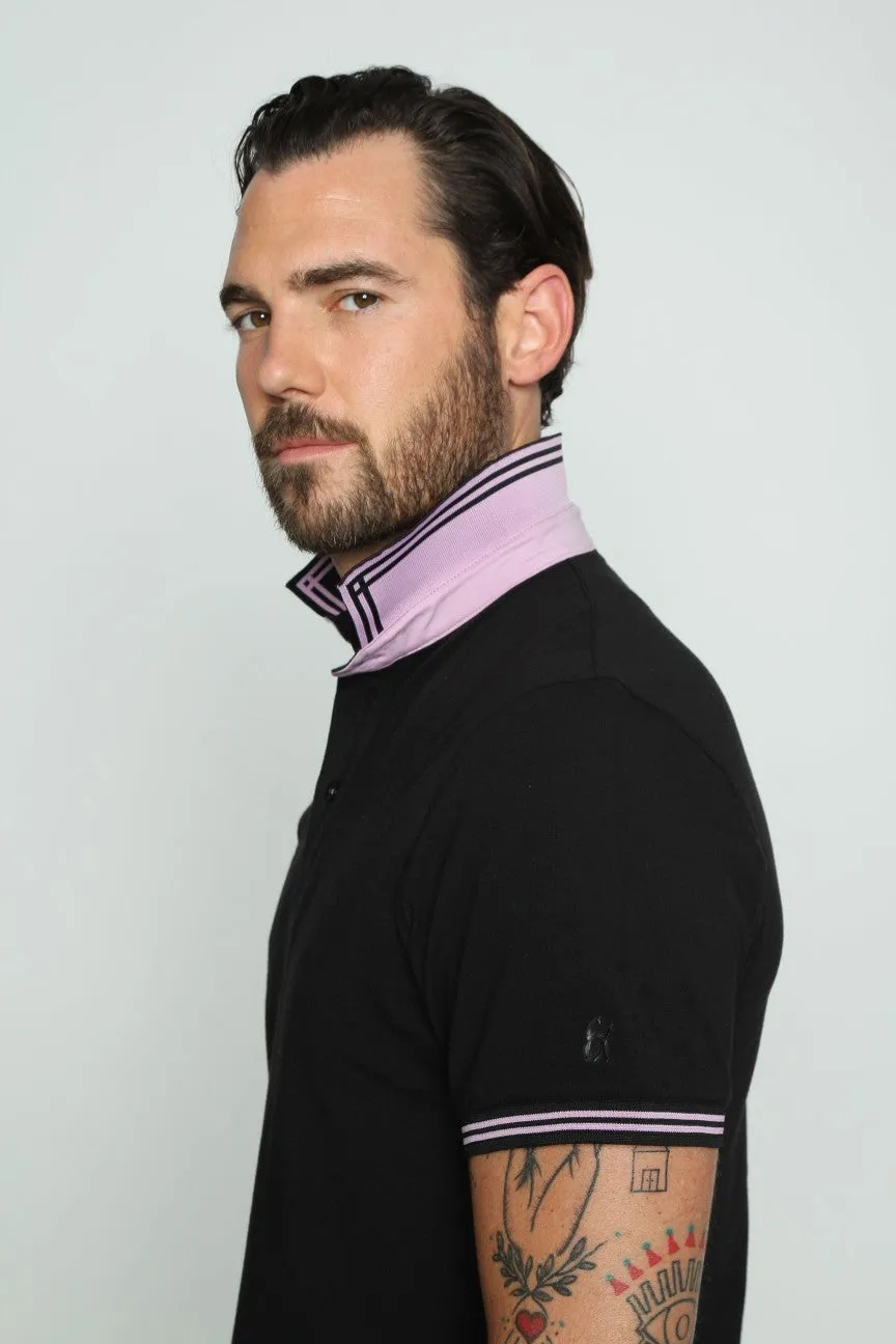 Black Polo With Pink Trim Design