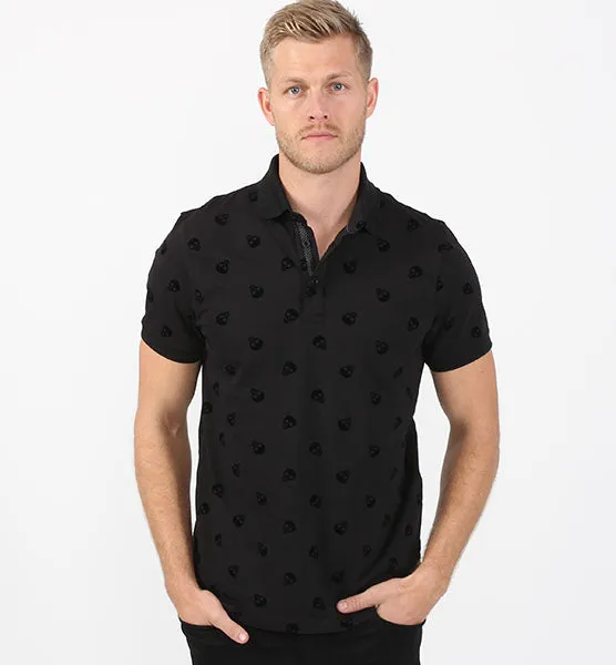 Black Skull Flocking Polo