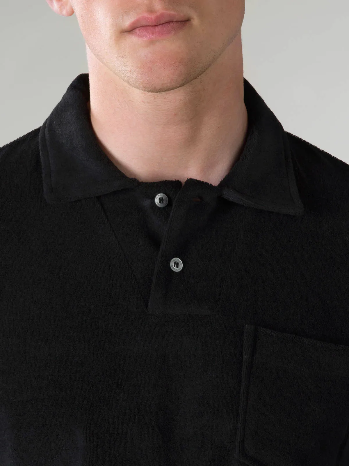 Black Terry Towelling Polo Shirt