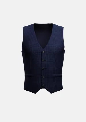 Blue Microcheck Vest