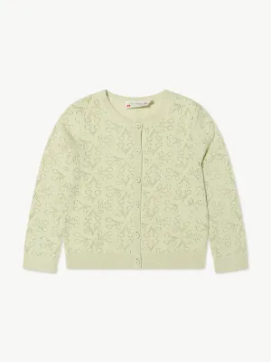 Bonpoint Girls Knitted Cardigan in Green