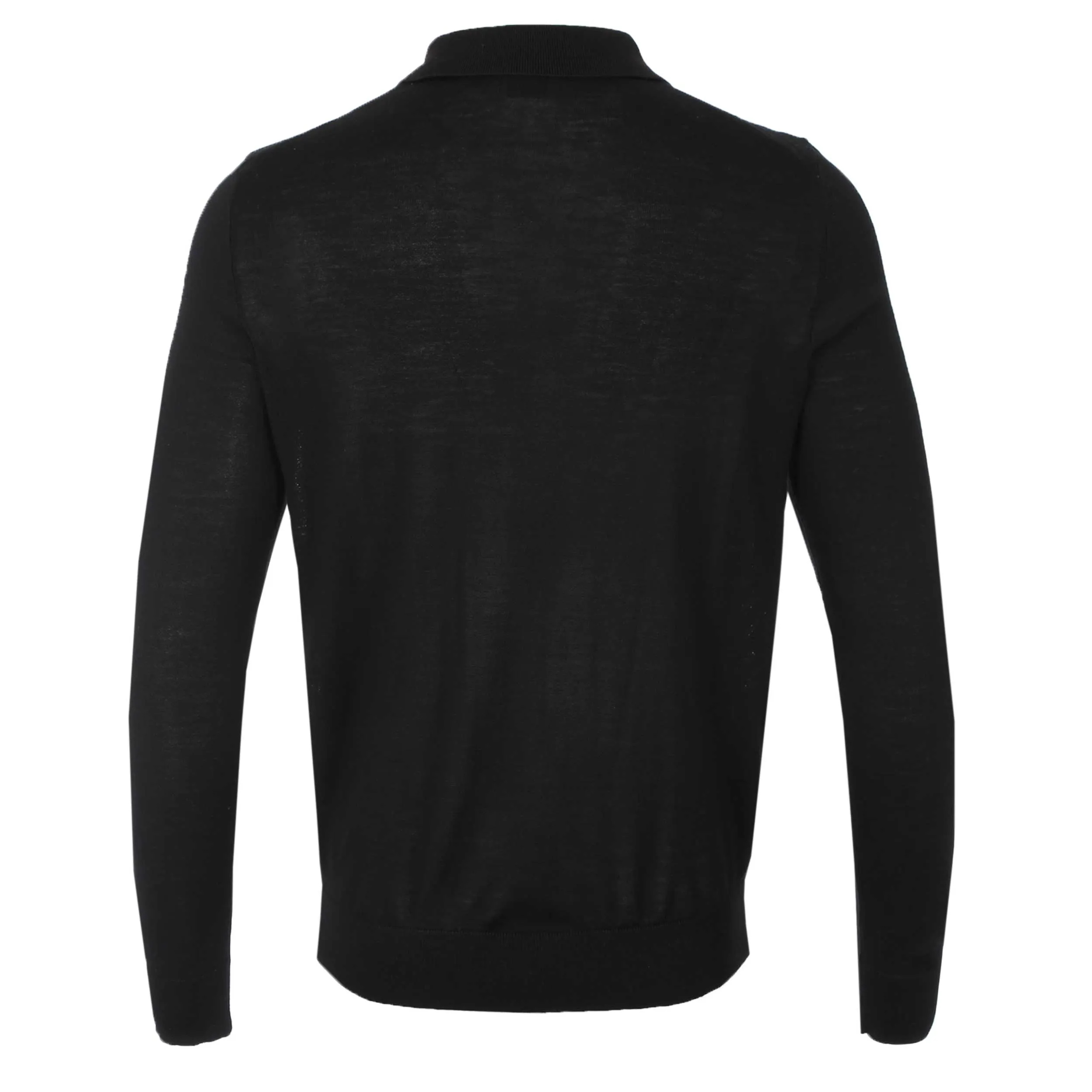 BOSS Padori Long Sleeve Knitted Polo Shirt in Black