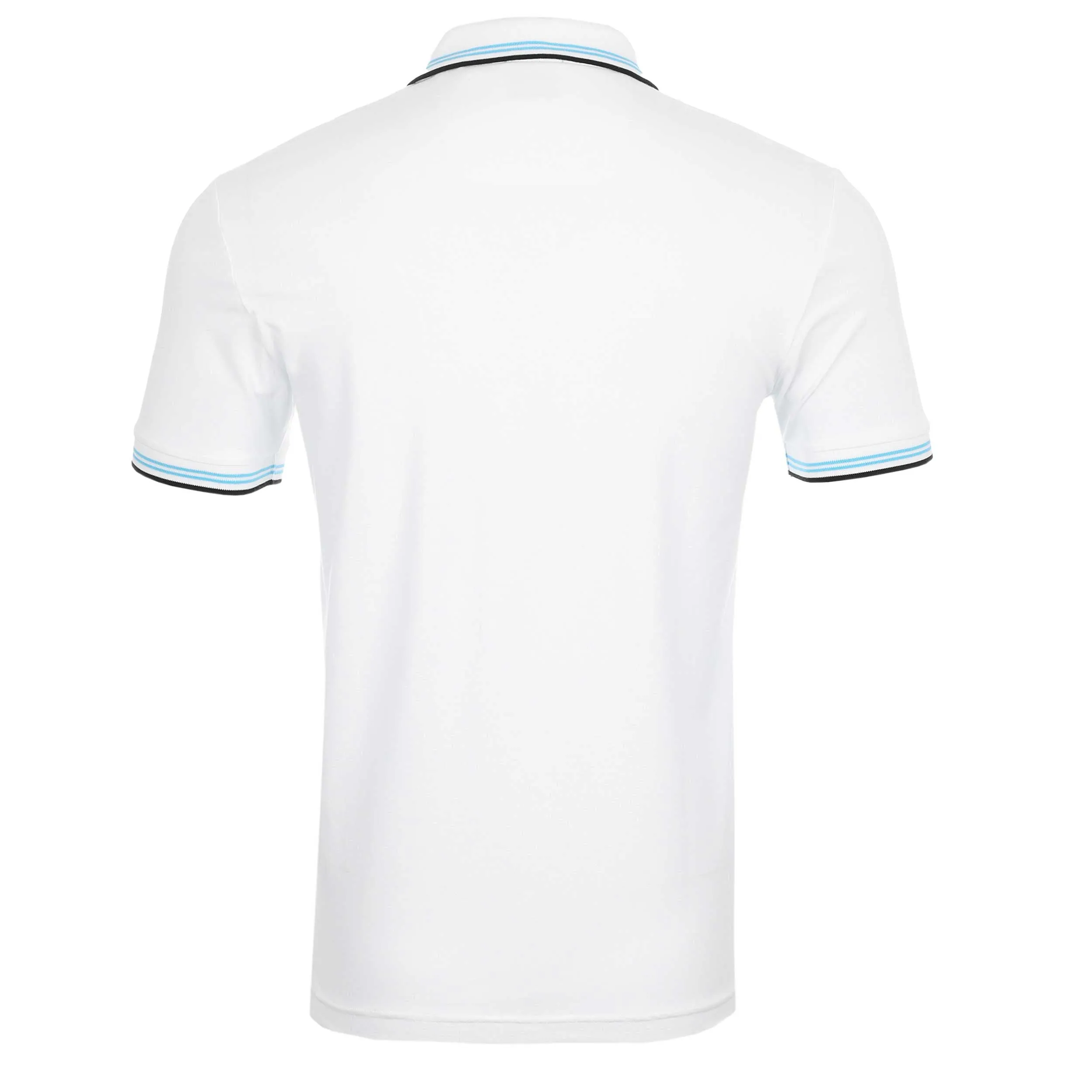 BOSS Paul Curved Polo Shirt in White & Aqua