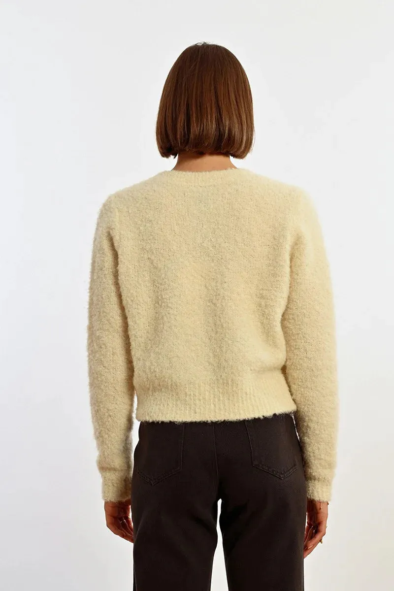 Boucle Knit Cardigan - Off White