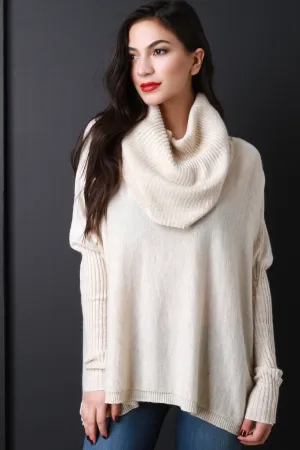 Boxy Draping Cowl Neck Sweater Top