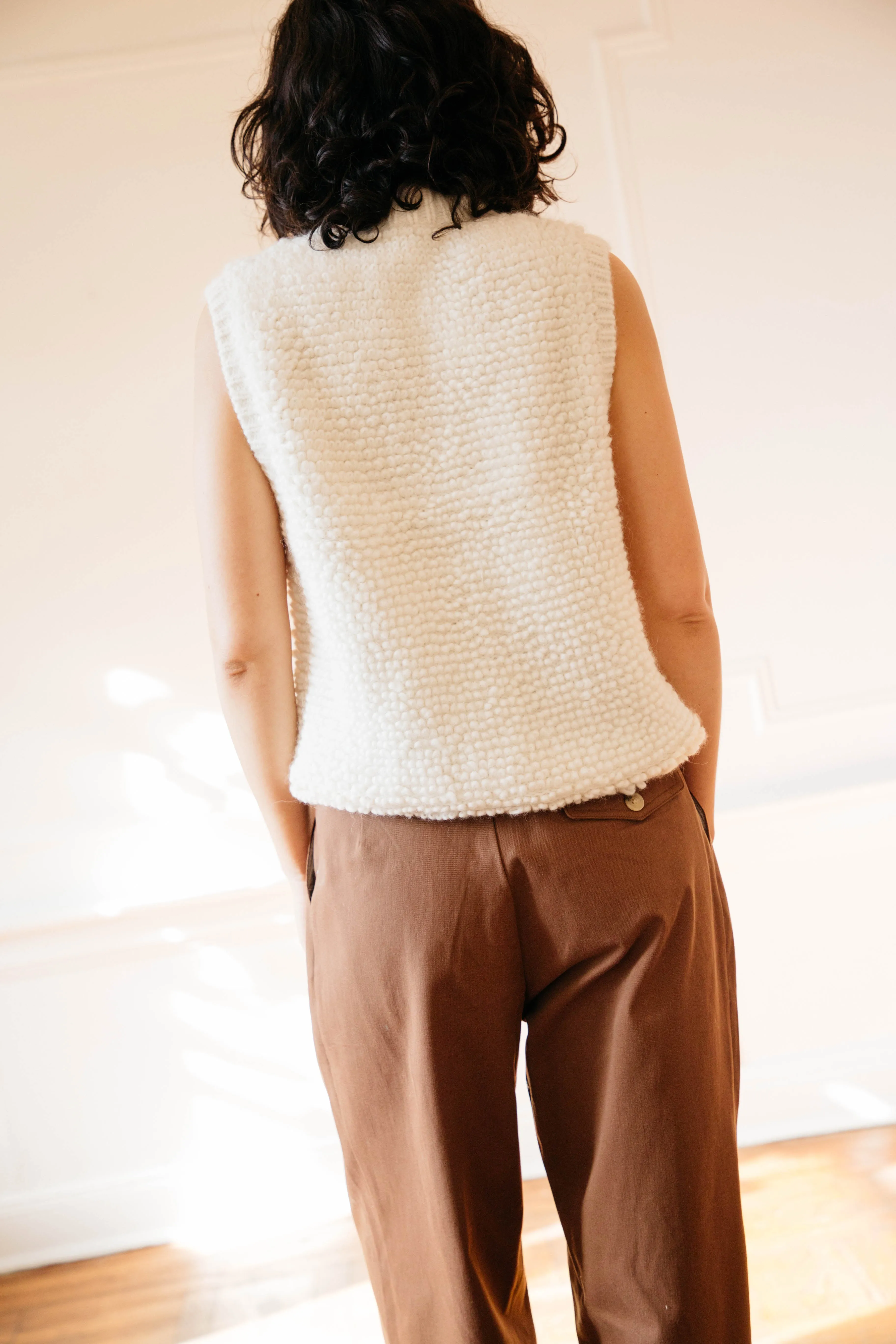 Cezar Loop Vest Sweater- Ivory