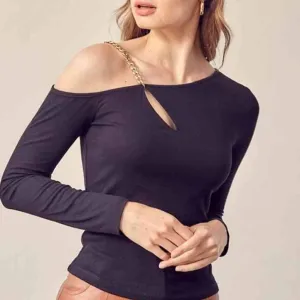 Chain Detail Off Shoulder Top