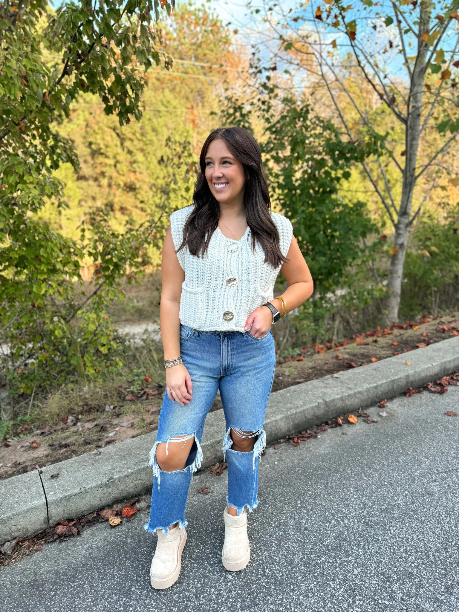 Chunky Beige Sweater Vest