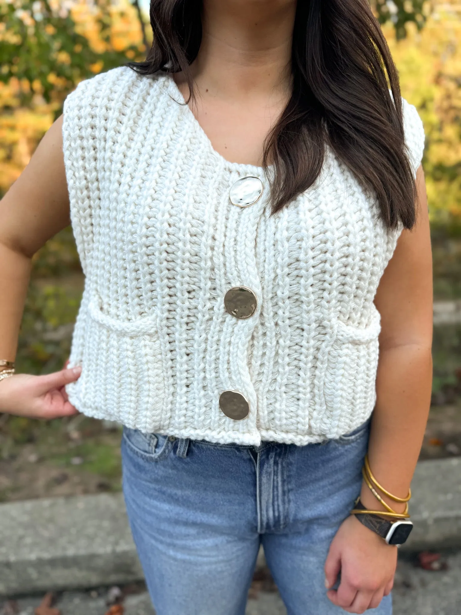 Chunky Beige Sweater Vest