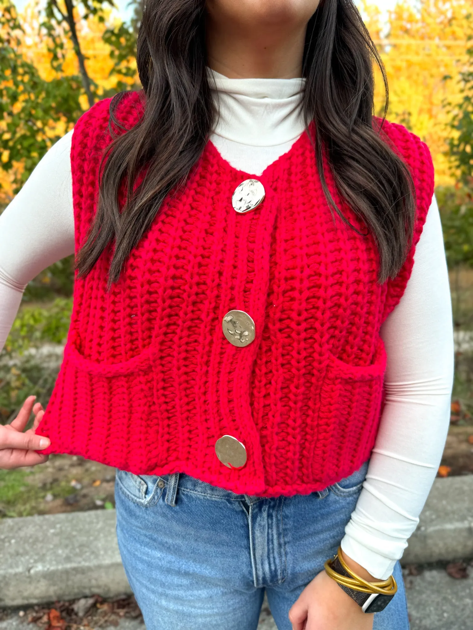 Chunky Red Sweater Vest