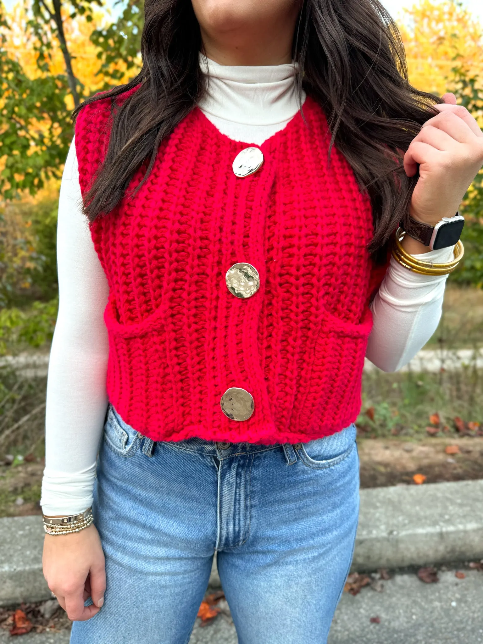 Chunky Red Sweater Vest