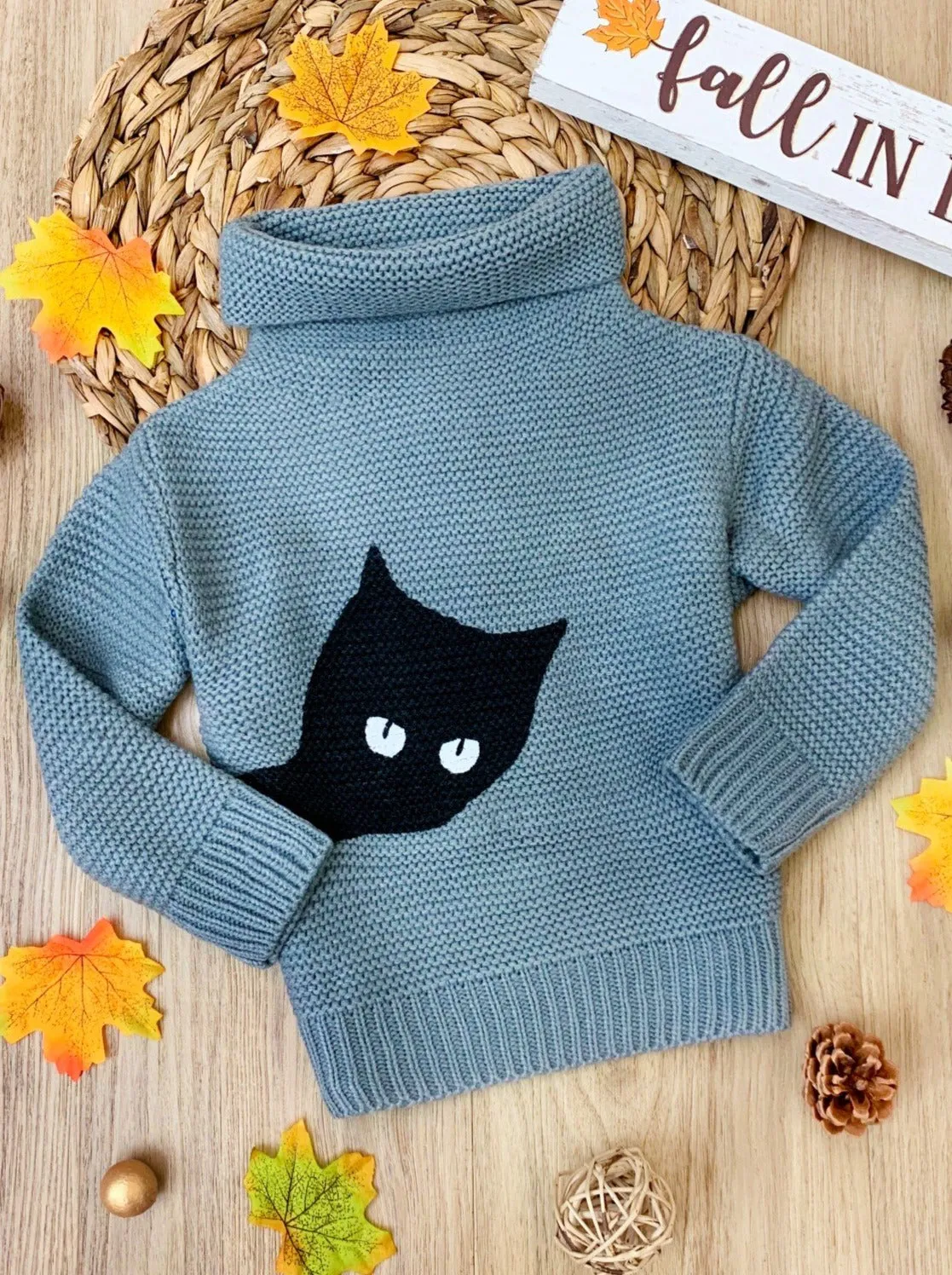 Cute Cat Knit Turtle Neck Sweater