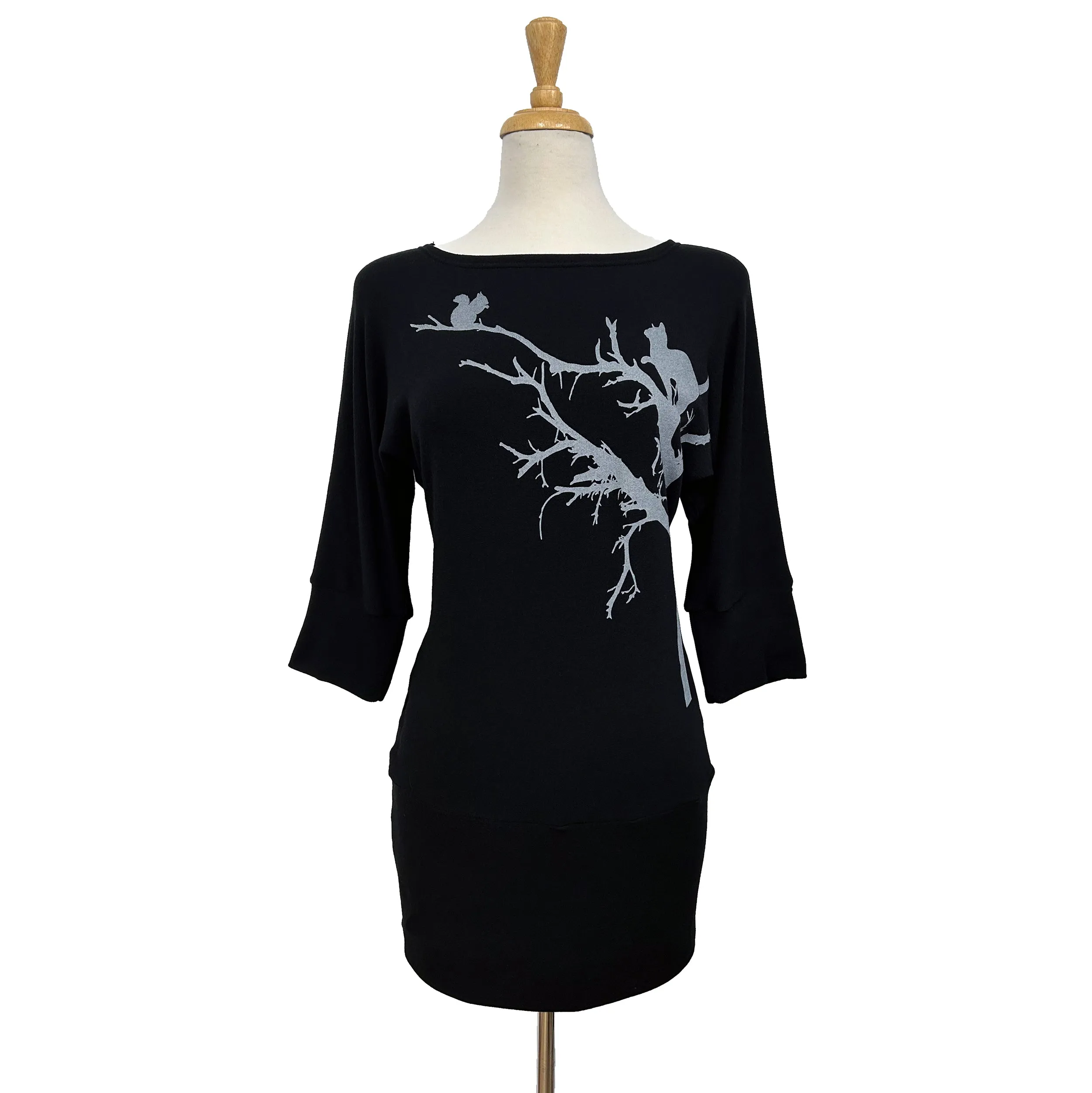 Dania Tunic - Cat and Squirrel - Black - Sale