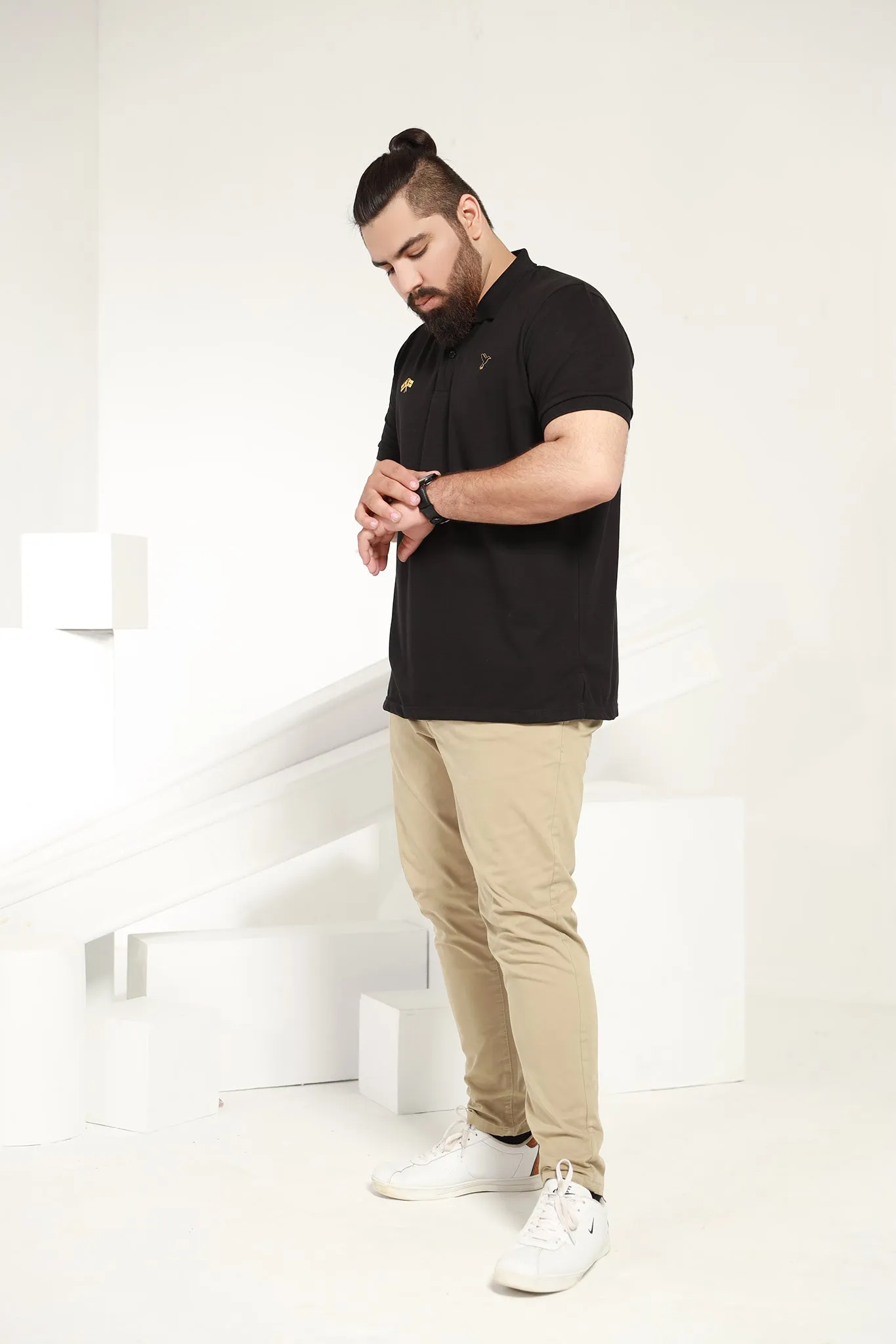 Dapper Black Polo (Plus Size) - P21 - MP0010P