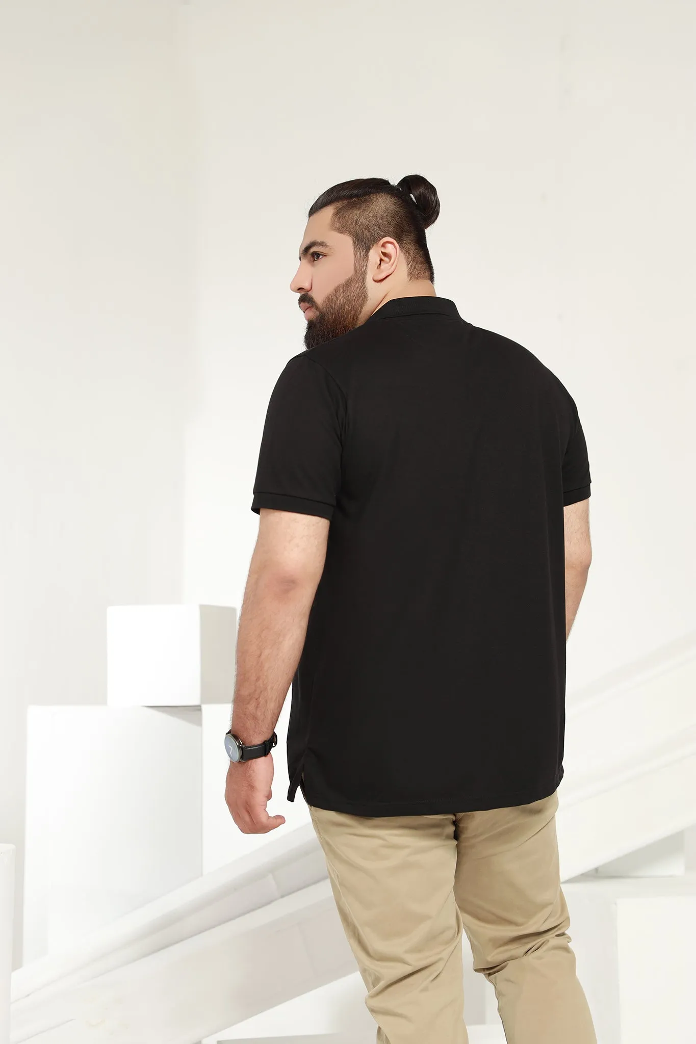 Dapper Black Polo (Plus Size) - P21 - MP0010P