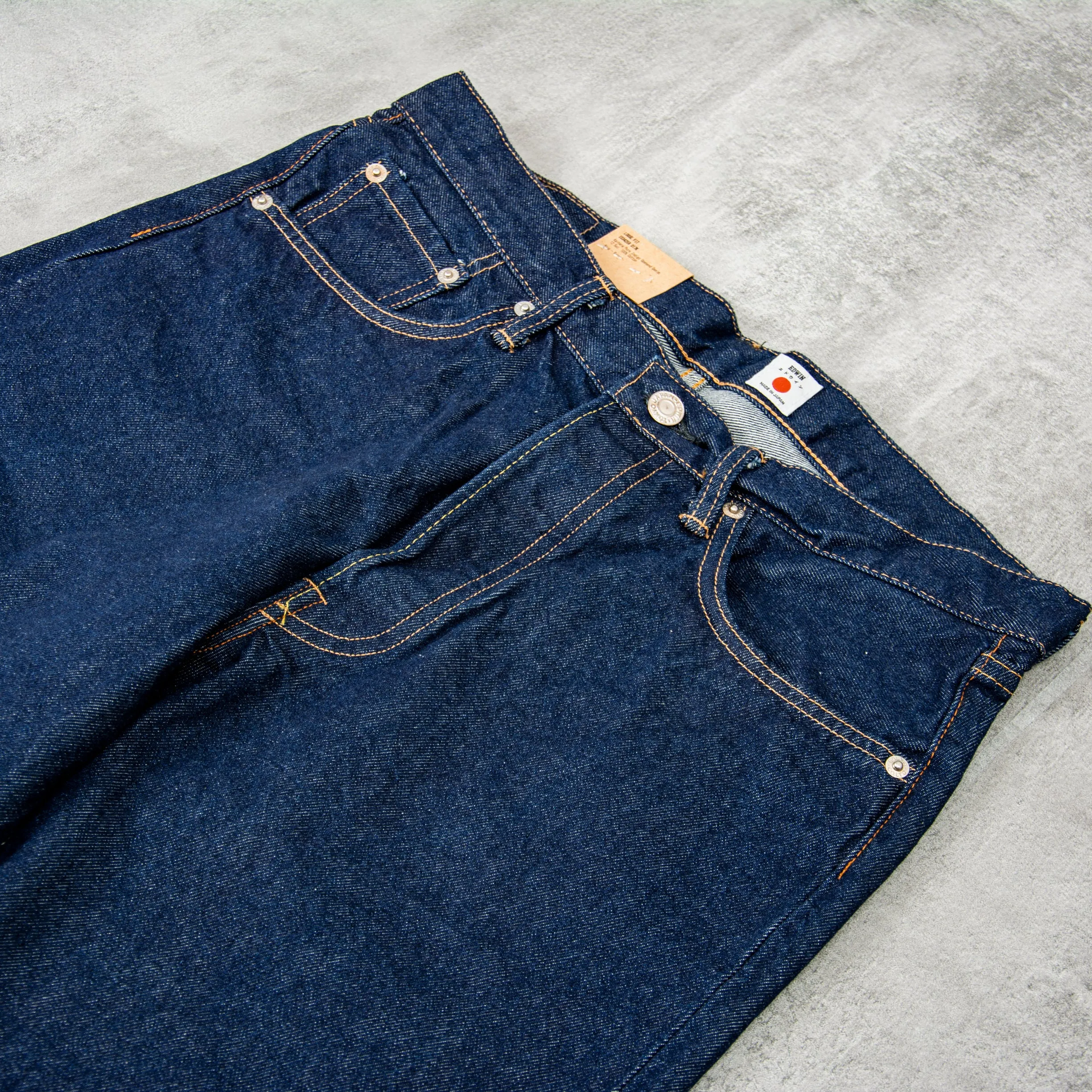 Edwin Loose Fit Jeans Kaihara Opened Denim - Blue Rinsed