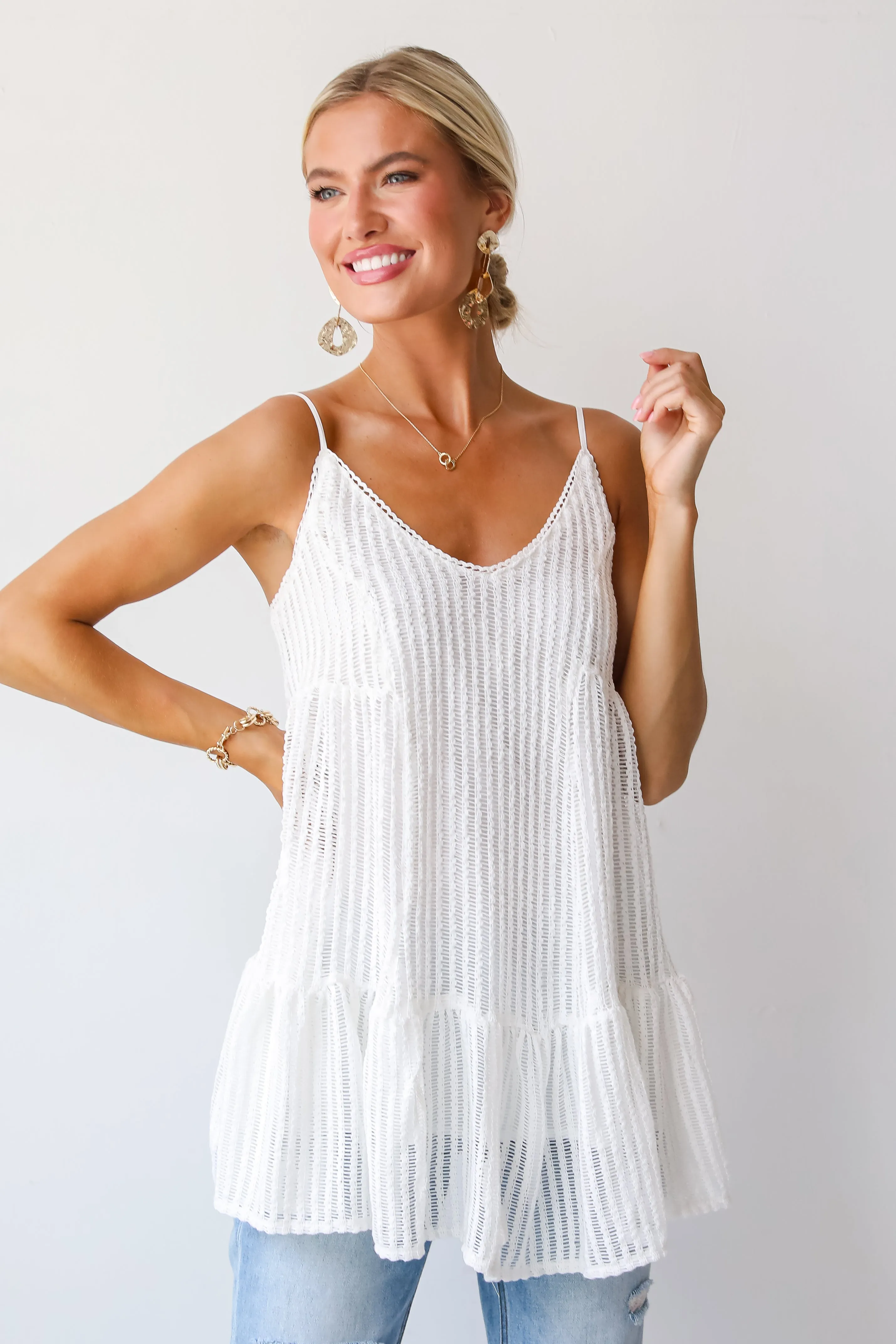 FINAL SALE - Expert Sweetness White Crochet Knit Tunic