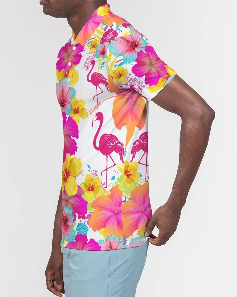 Flamingos Hibiscus Floral Matching Couples Outfits