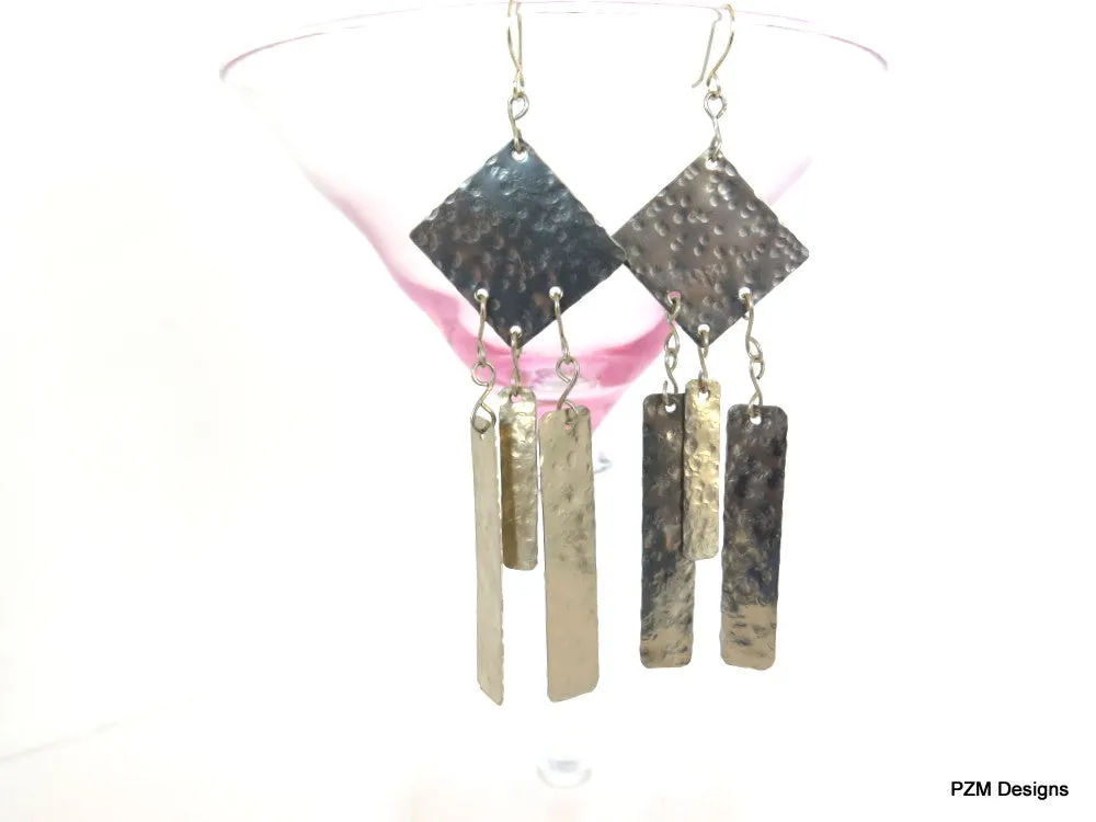 Geometric Fringe Earrings, Boho Chic Long Earrings