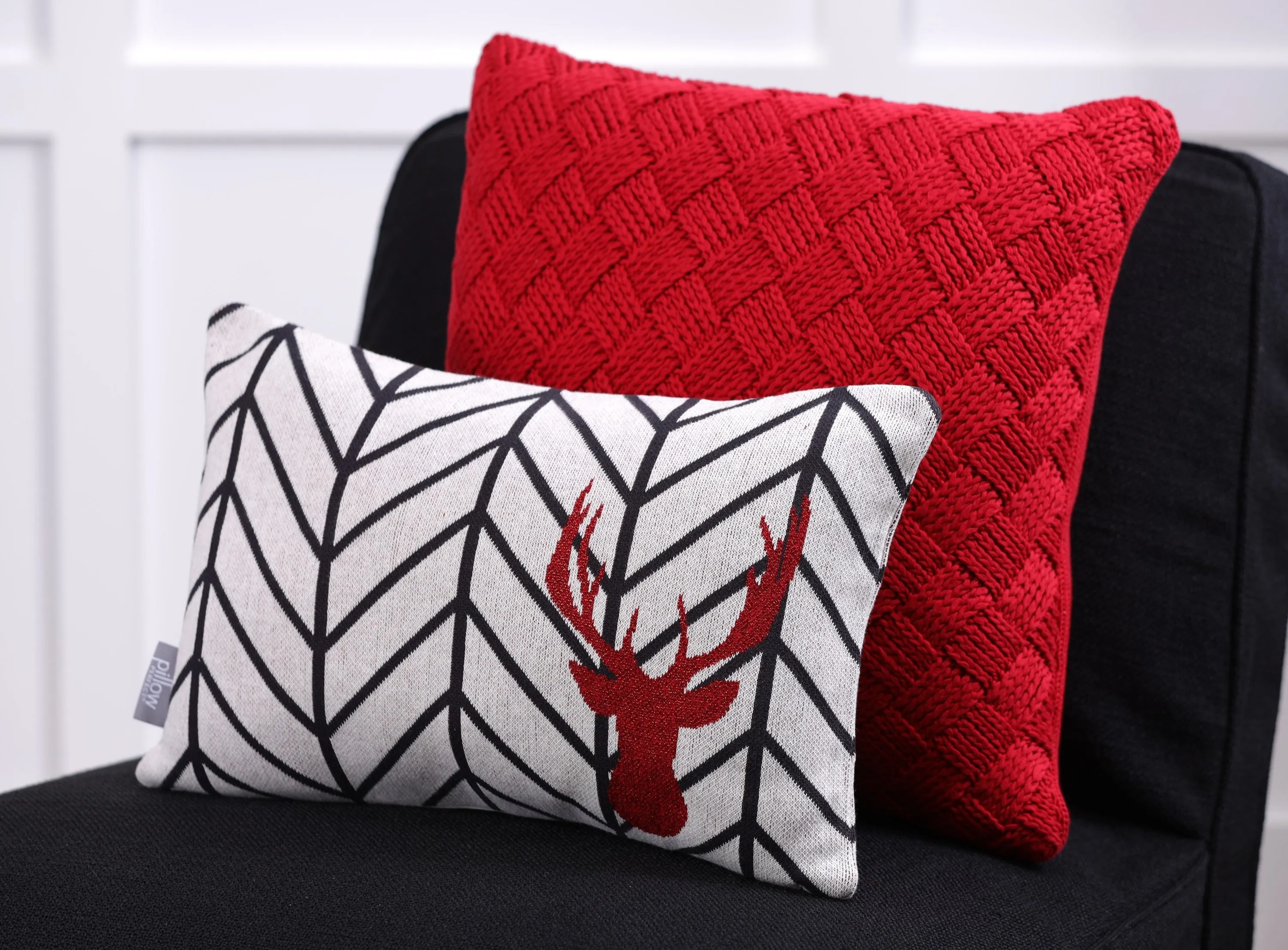 Indoor Basketweave Red 18-inch Throw Pillow