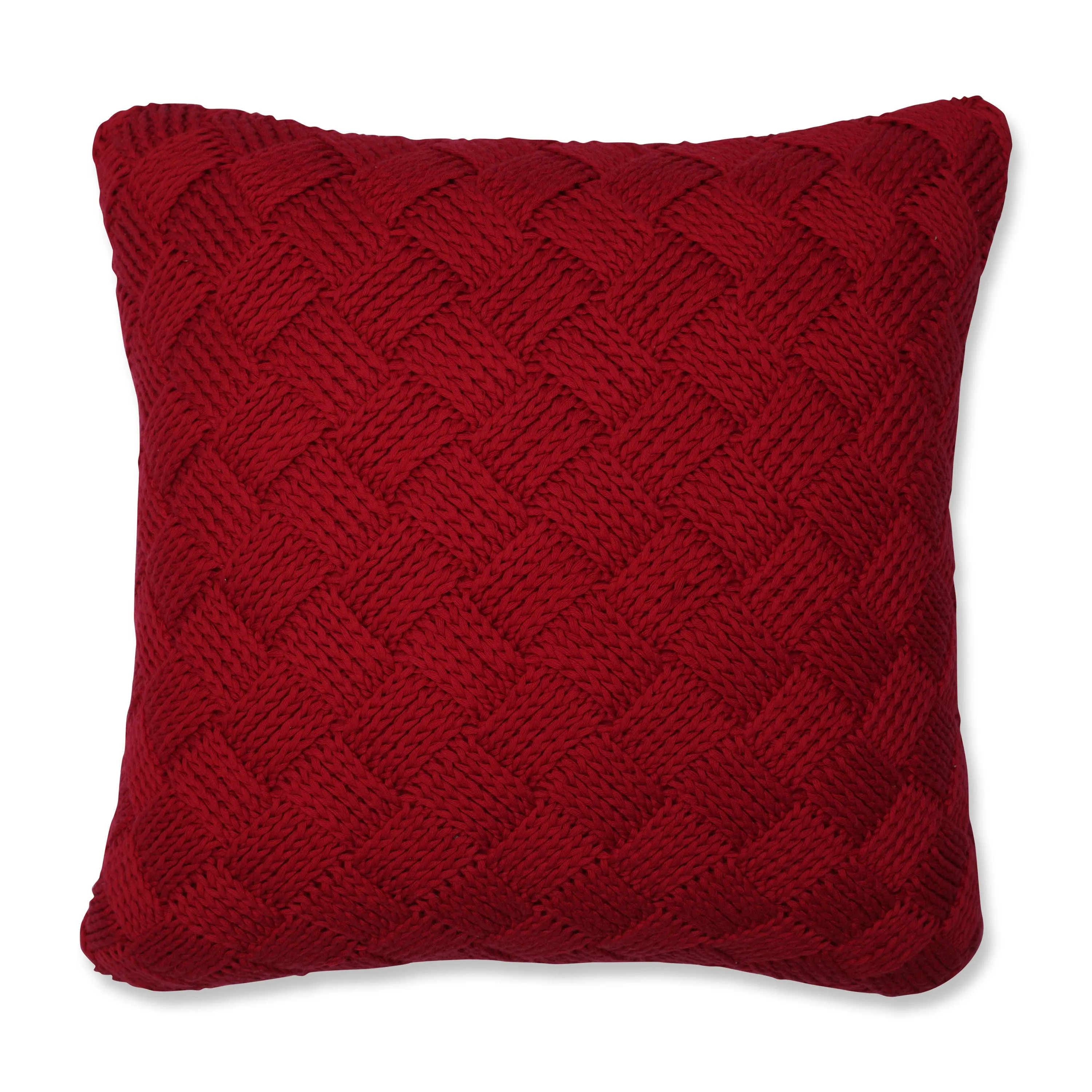 Indoor Basketweave Red 18-inch Throw Pillow