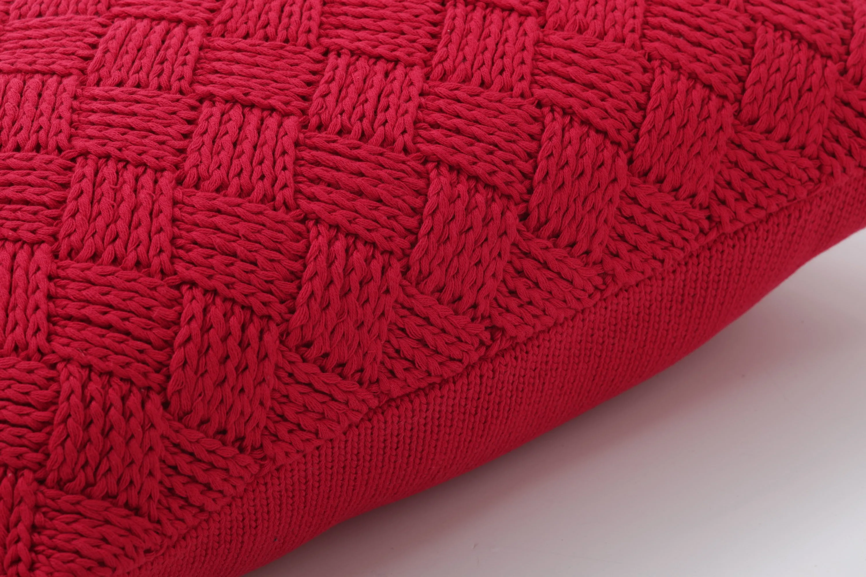 Indoor Basketweave Red 18-inch Throw Pillow