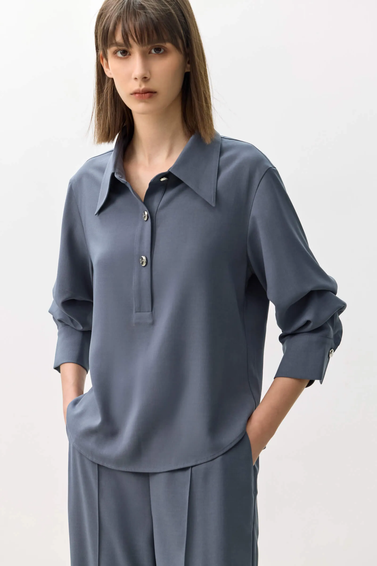 LILY Classic Polo Chiffon Blouse