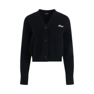 Logo Patched Short Cardigan in Black