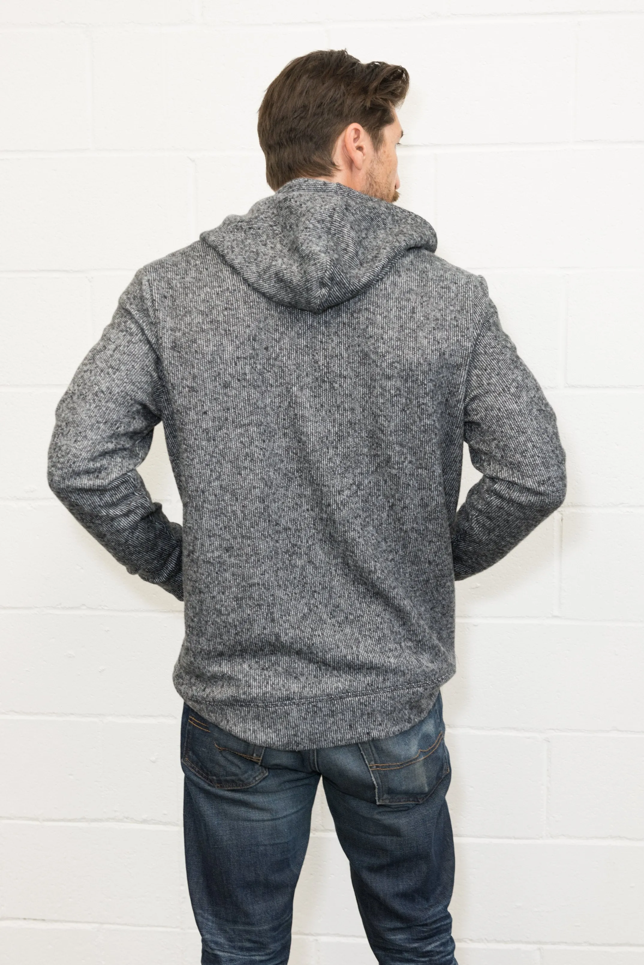 Men's Soft Knit Melange Zip Front Hoodie