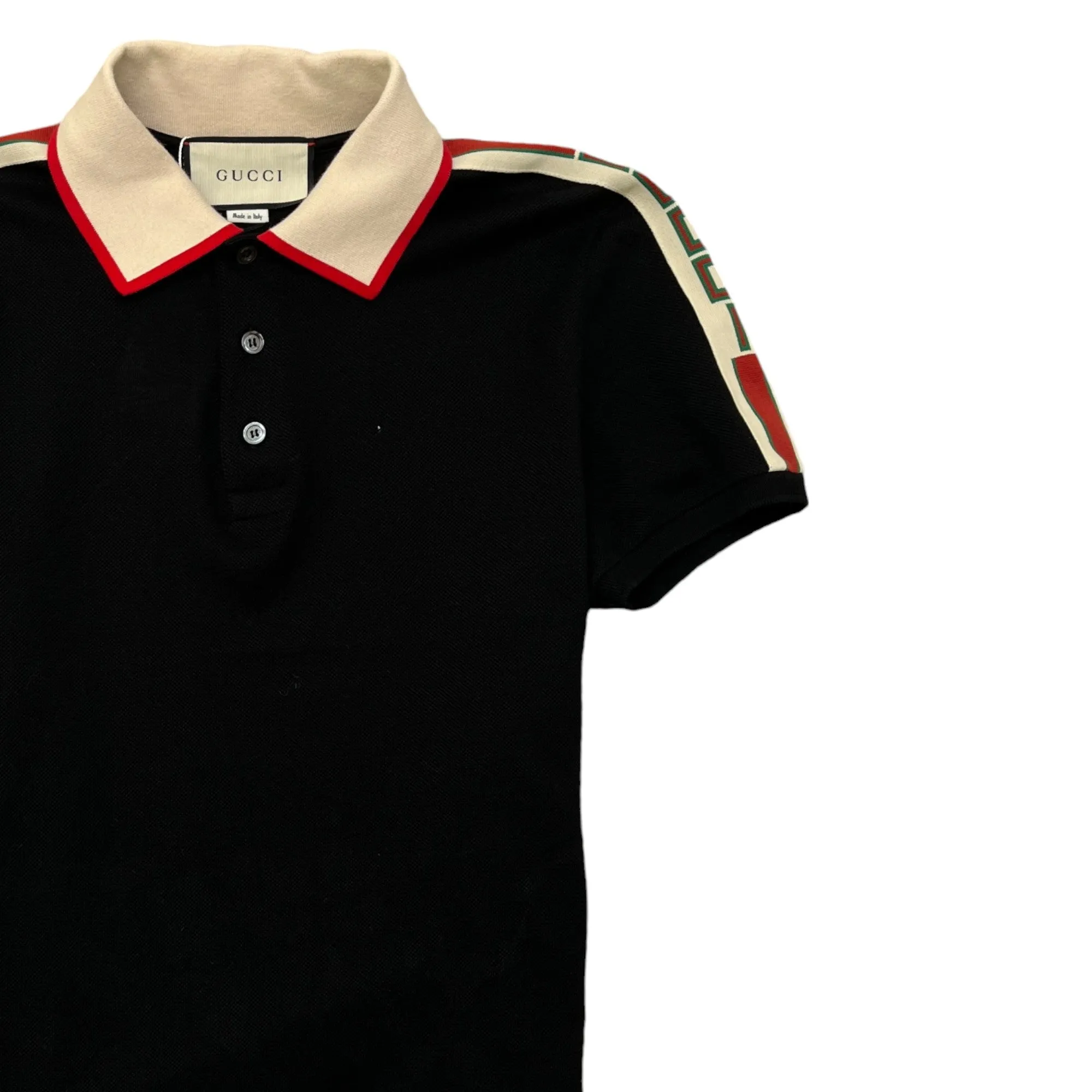 Men's Tape Logo Polo Shirt Black Size S