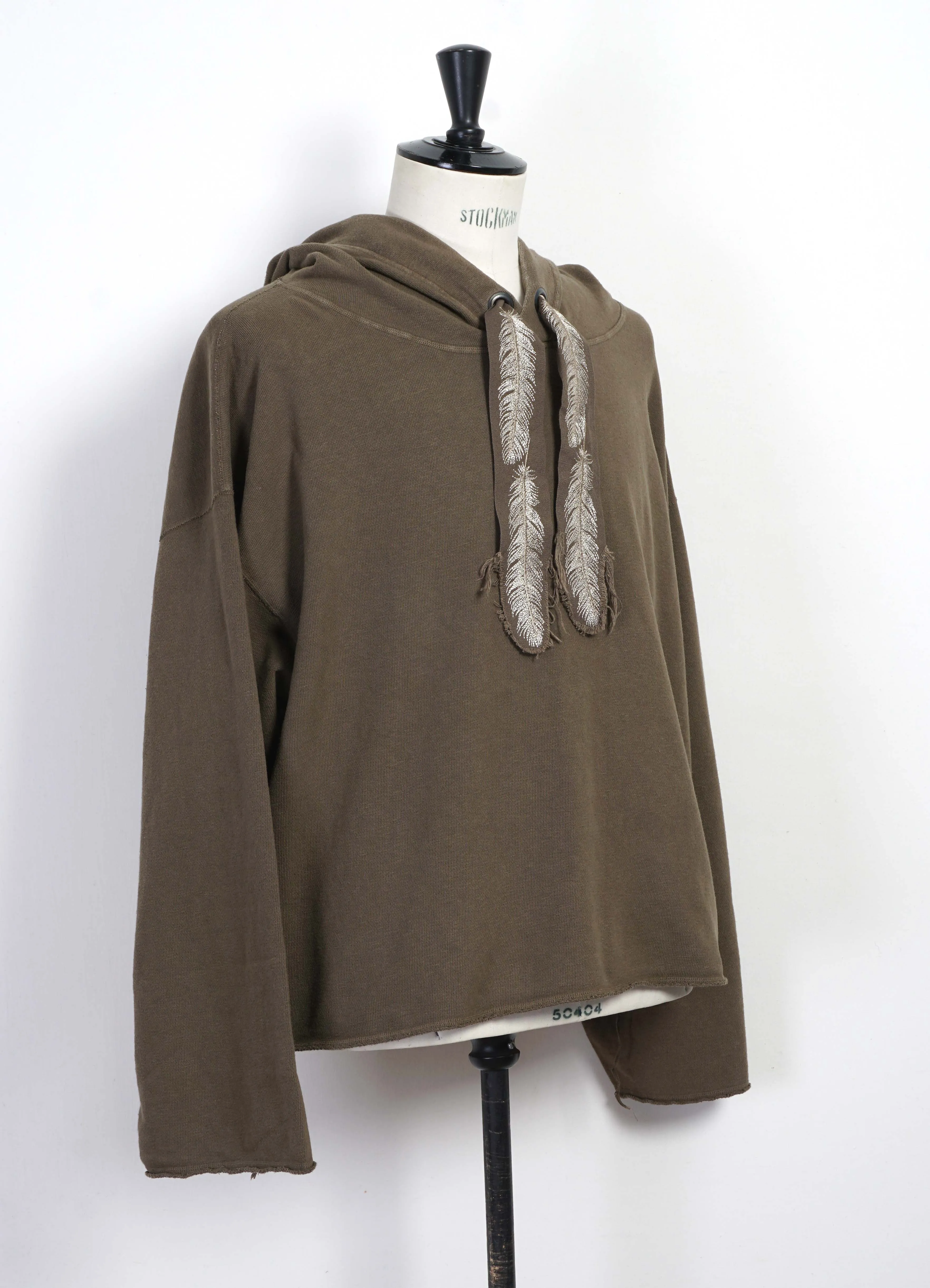 NAMAZU | Knit Feather Hoodie | Khaki