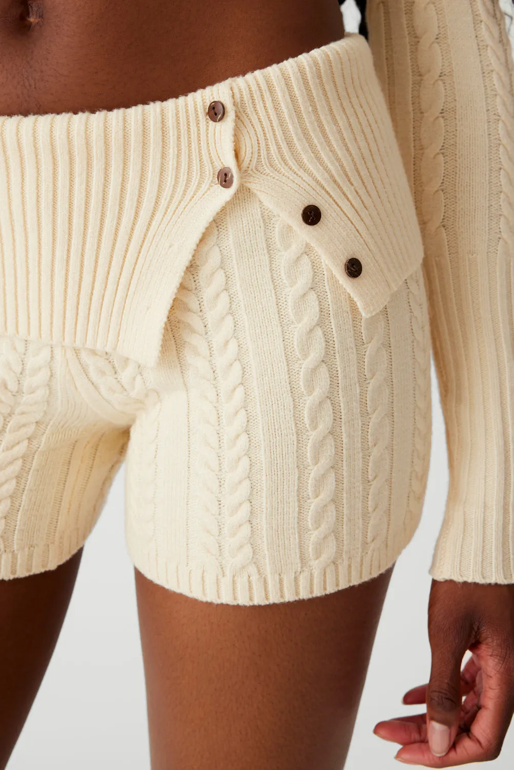 Nolan Cable Cloud Knit Mini Short - French Vanilla