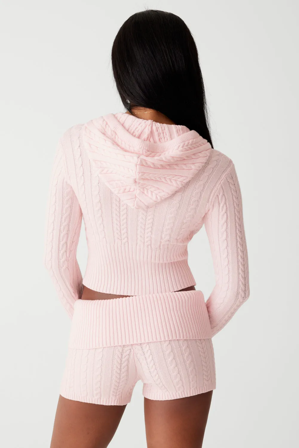 Nolan Cable Cloud Knit Mini Short - Rose Quartz