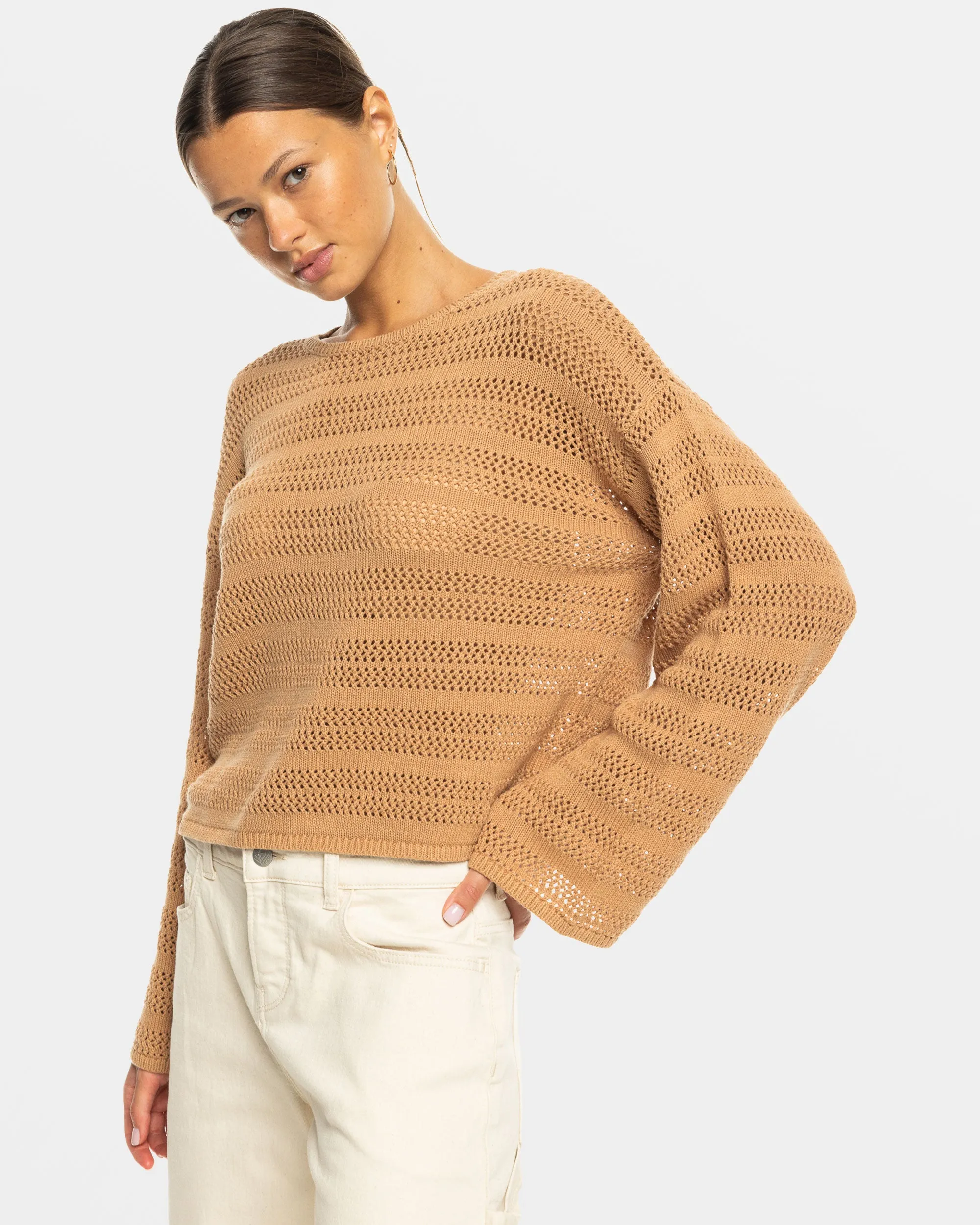 Salt Siren Crew Neck Sweater - Camel