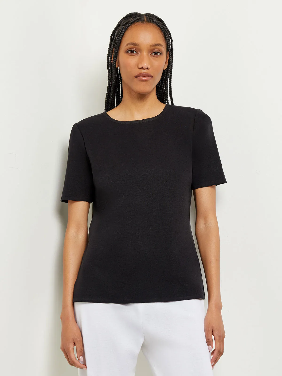 Short Sleeve Knit Tunic, Black