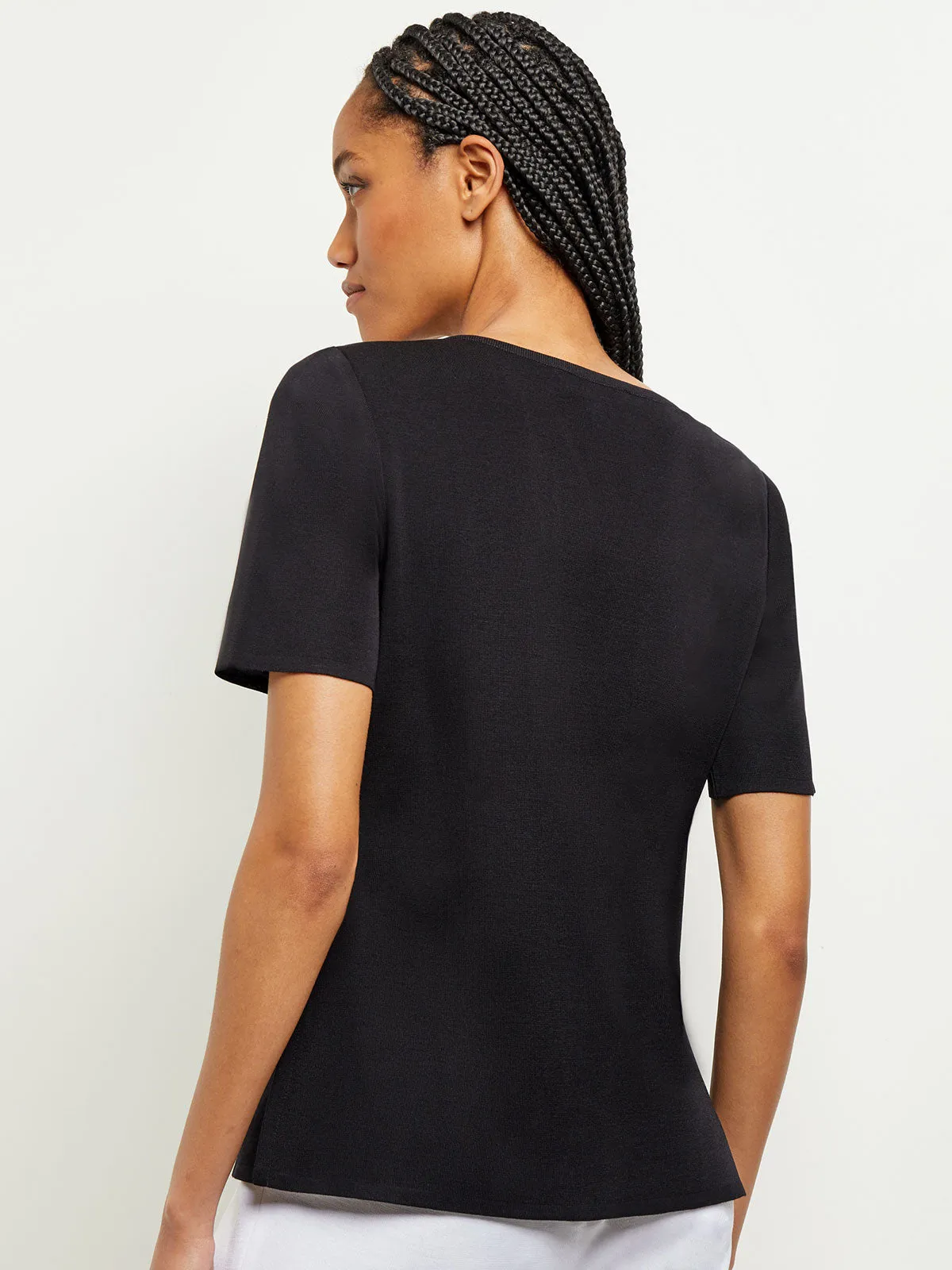 Short Sleeve Knit Tunic, Black