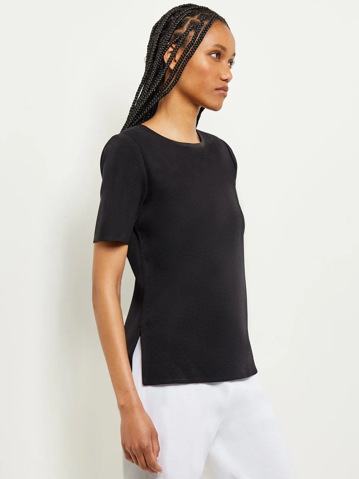 Short Sleeve Knit Tunic, Black