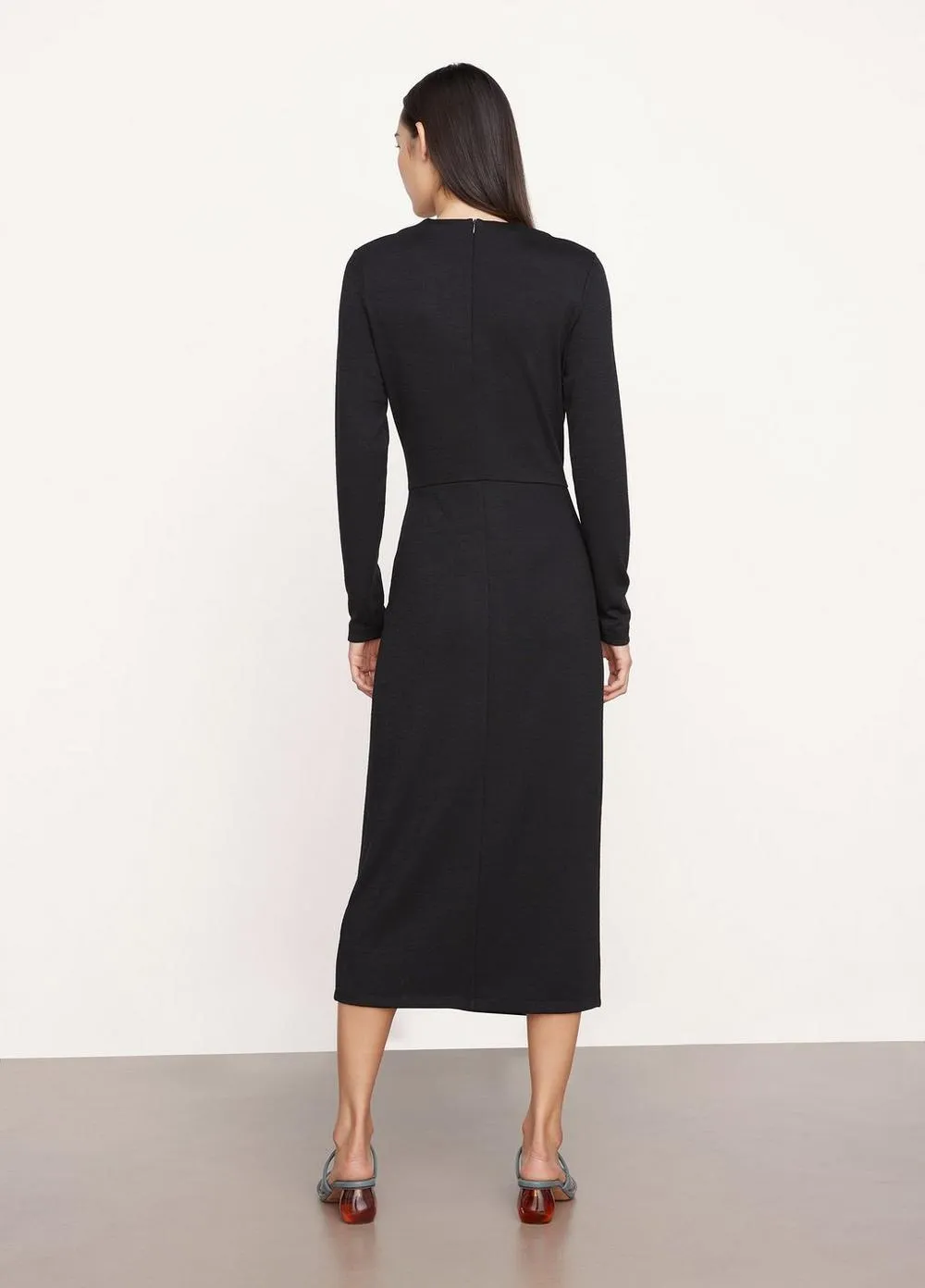 Side Twist Long Sleeve Dress in Black