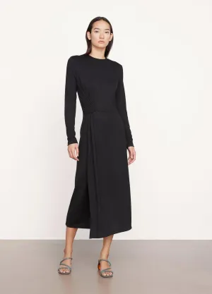 Side Twist Long Sleeve Dress in Black