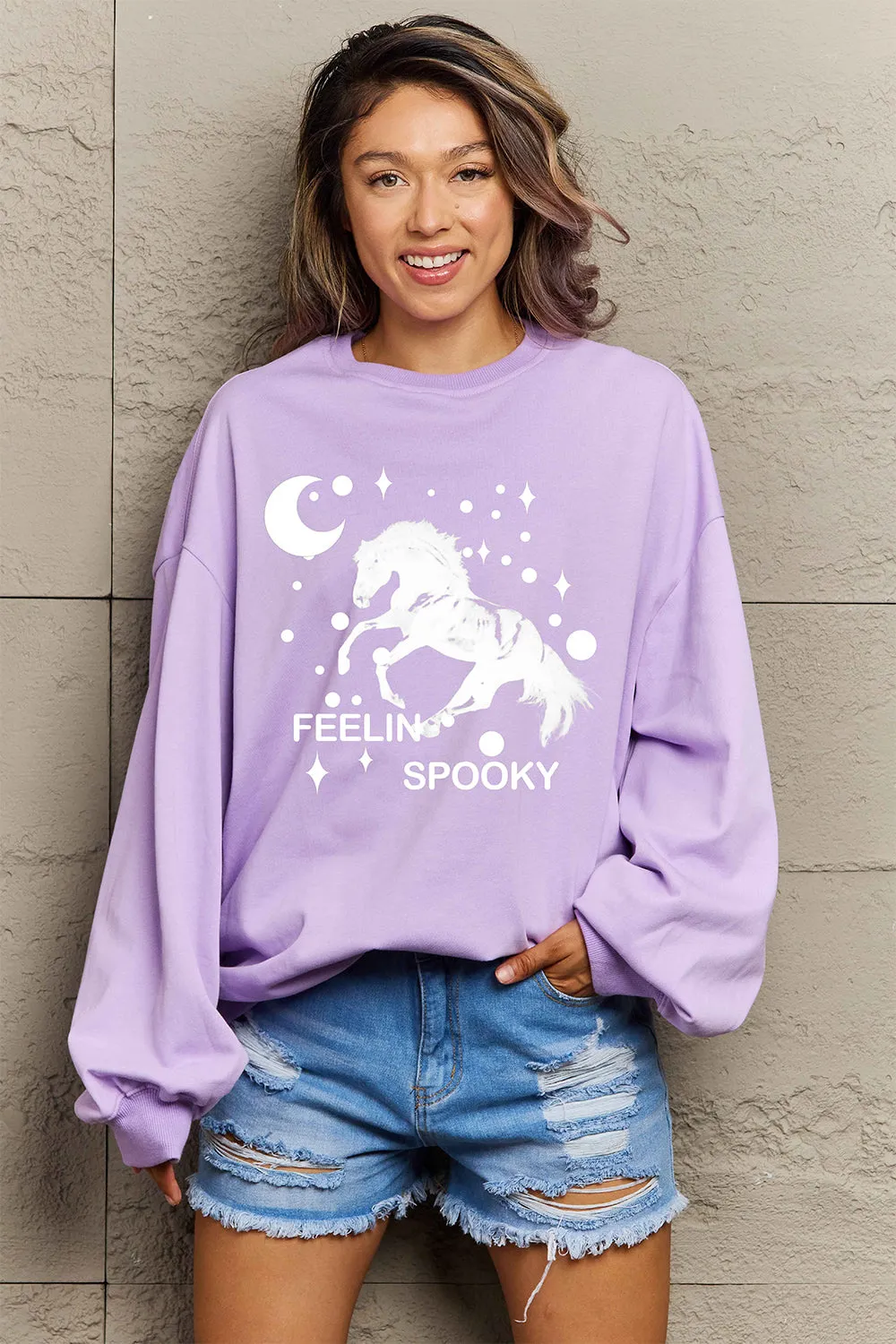 Simply Love Full Size Graphic Drop Shoulder Sweatshirt