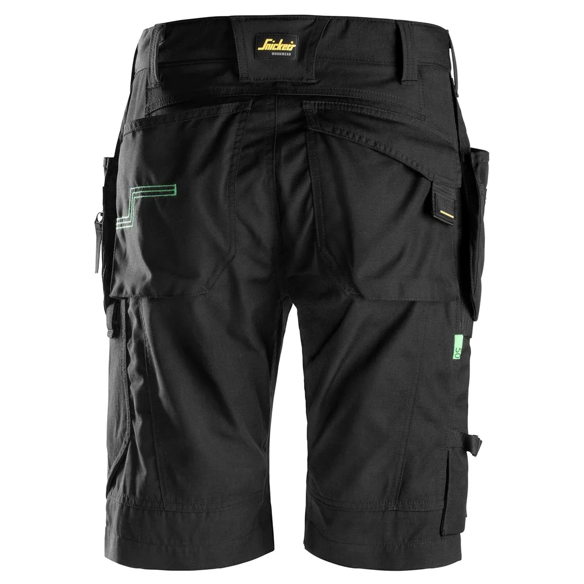 Snickers&#x20;6904&#x20;FlexiWork,&#x20;Work&#x20;Shorts&#x2B;&#x20;with&#x20;Holster&#x20;Pockets&#x20;-&#x20;Black