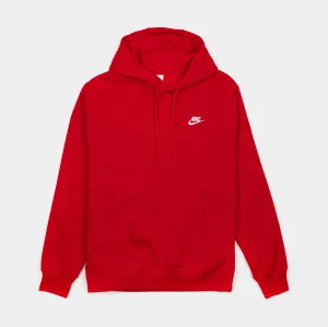 Sportswear Club Fleece Pullover Mens Hoodie (Red/White)