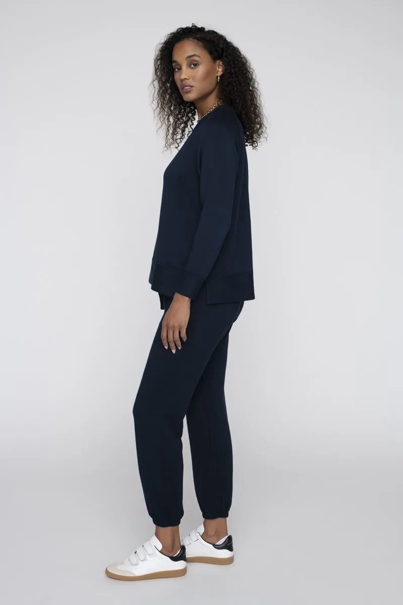 Stateside Softest Fleece Raglan Side Slit Sweatshirt in New Navy