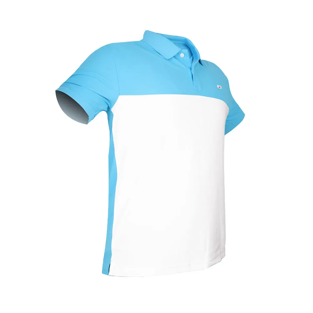 TVS Cut and Sew high Quality Polyster Polo T-Shirt, Color: White & Blue