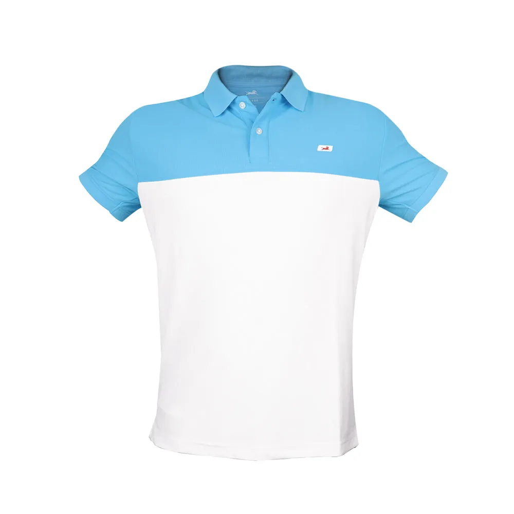 TVS Cut and Sew high Quality Polyster Polo T-Shirt, Color: White & Blue