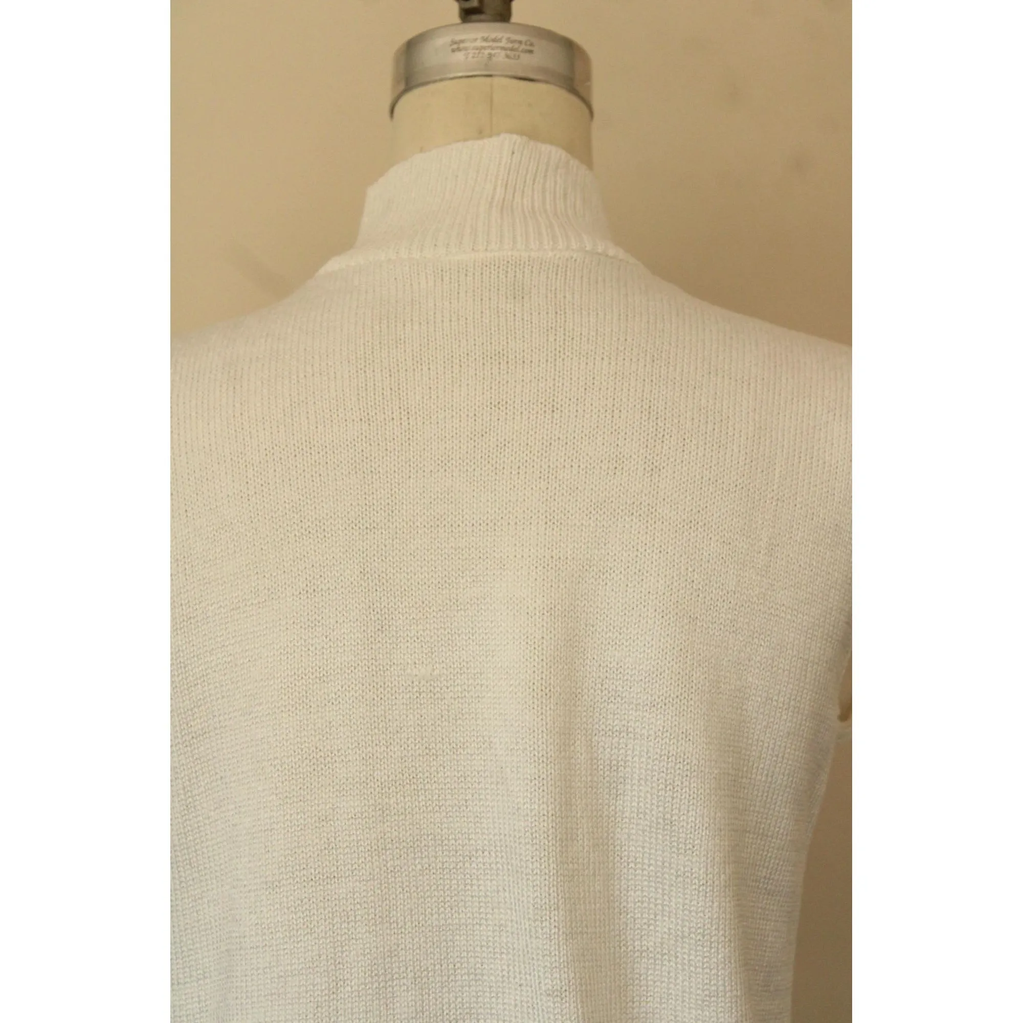 Vintage 1980s 1990s White Knit Mock Neck Sweater Vest