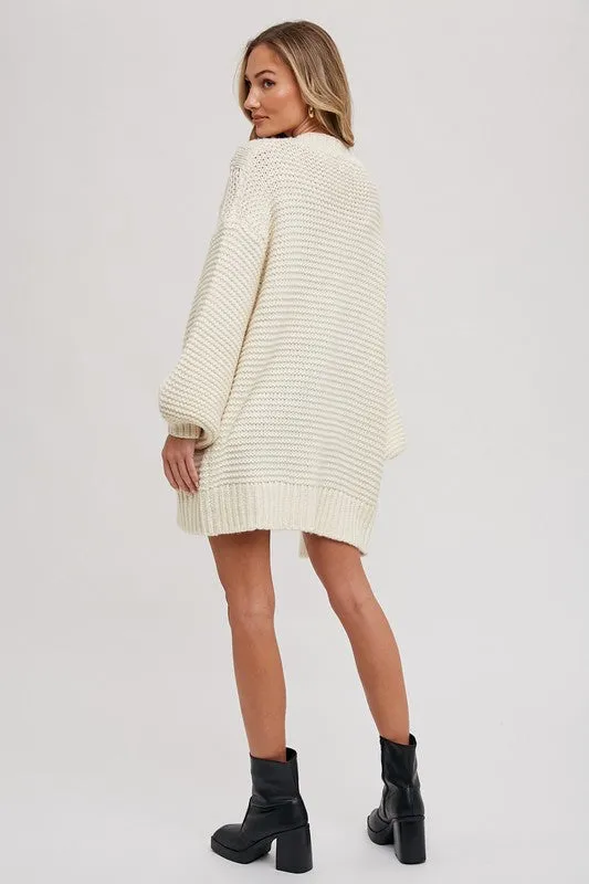 Waitlist 12/5 ♥ Holland Long Sleeve Chuky Cable Knit Open Cardigan Cream