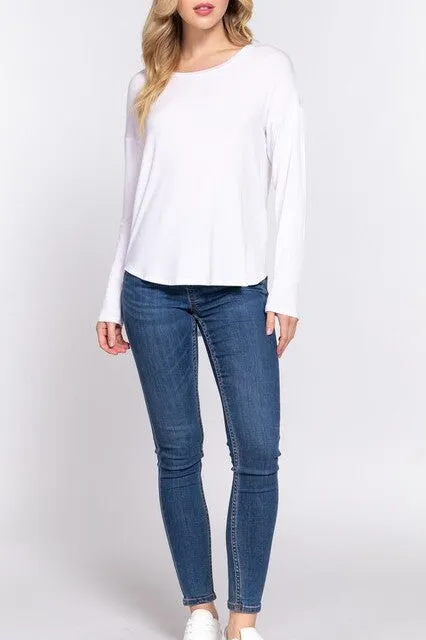 Women's Casual Long Dolman Sleeve Round Neck Tunic Top